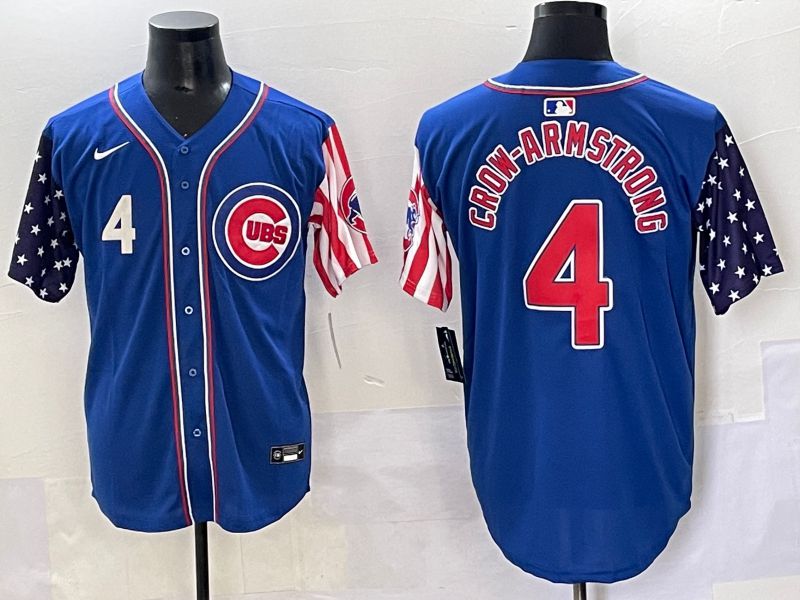 Men 2025 Chicago Cubs #4 Crow-Armstrong Blue a generation of national flags Joint Name Nike MLB Jersey style 4